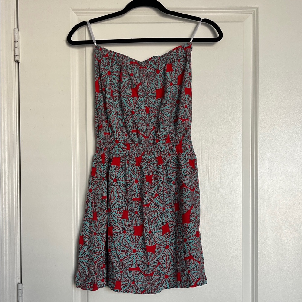 Stylish Red and Blue Patterned Romper